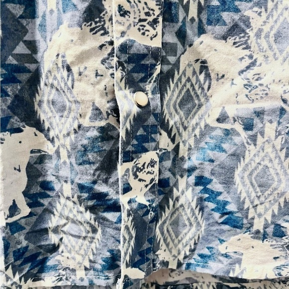Wrangler Aztec Horses Pearl Snap Long Sleeve Button Down Women's Shirt Size XL - Picture 3 of 7